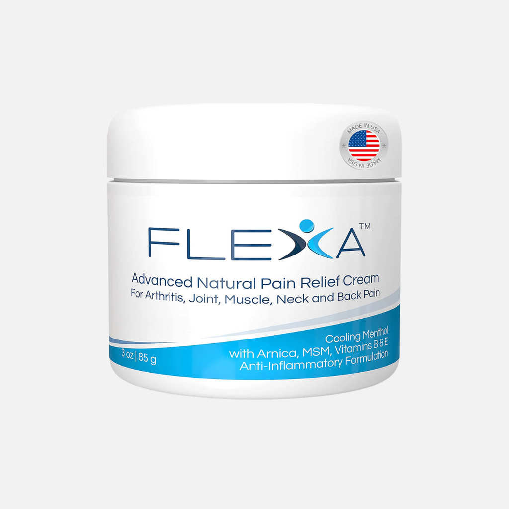 FLEXA Natural Relief Cream - Use on Muscles, Back, Neck, and Joints - with Arnica, Menthol, MSM, Ilex Leaf, and Tea Tree Oil - 3 Oz Jar